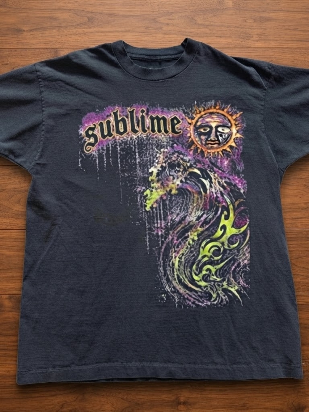 Black Sublime 2 with sun and wave colorful graphic t-shirt